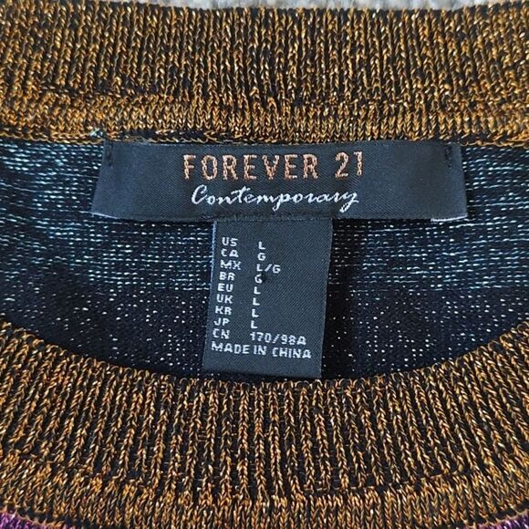 Forever 21 Contemporary Size Large Striped Round Neck Multicolor Sweater - Picture 11 of 12
